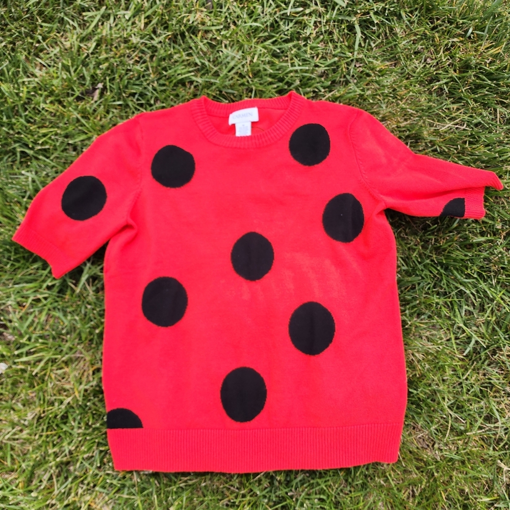 Red with Black Polka Dot Knitted Top